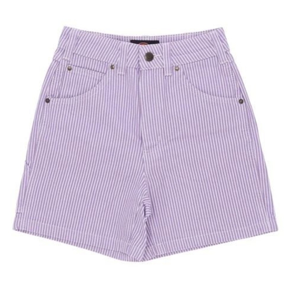 Dickies Purple rose Striped High Waist cotton short Shorts 26 - Picture 1 of 9
